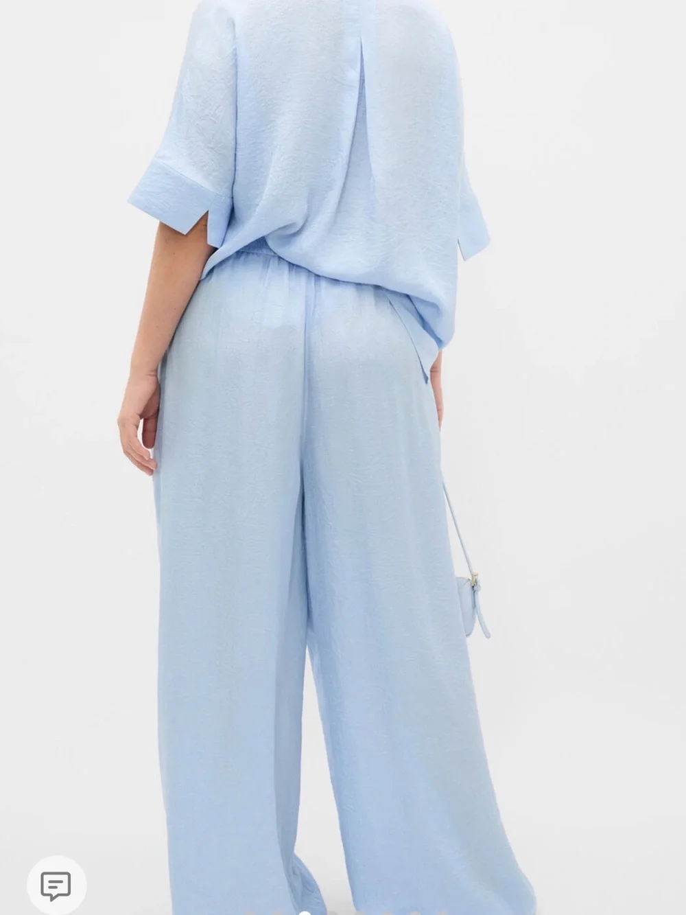 Seed Heritage Pale Blue Wide-Leg Pants& Blouse Set